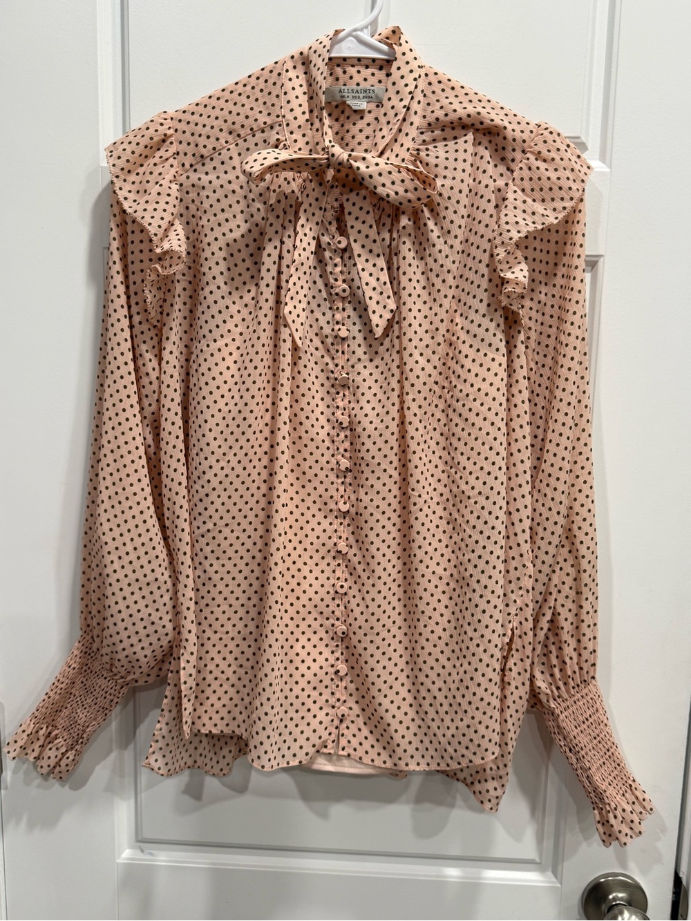 All Saints Lara Dot Blouse Blush Pink Sz 2